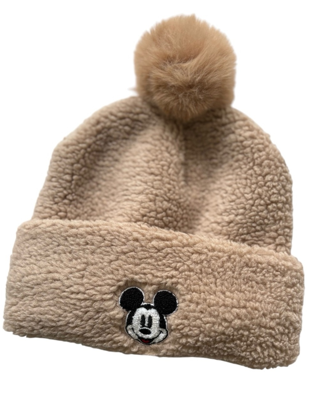 Disney Sherpa Mickey Mouse Adult Teen Beanie Toque Hat Park Tan Disney World